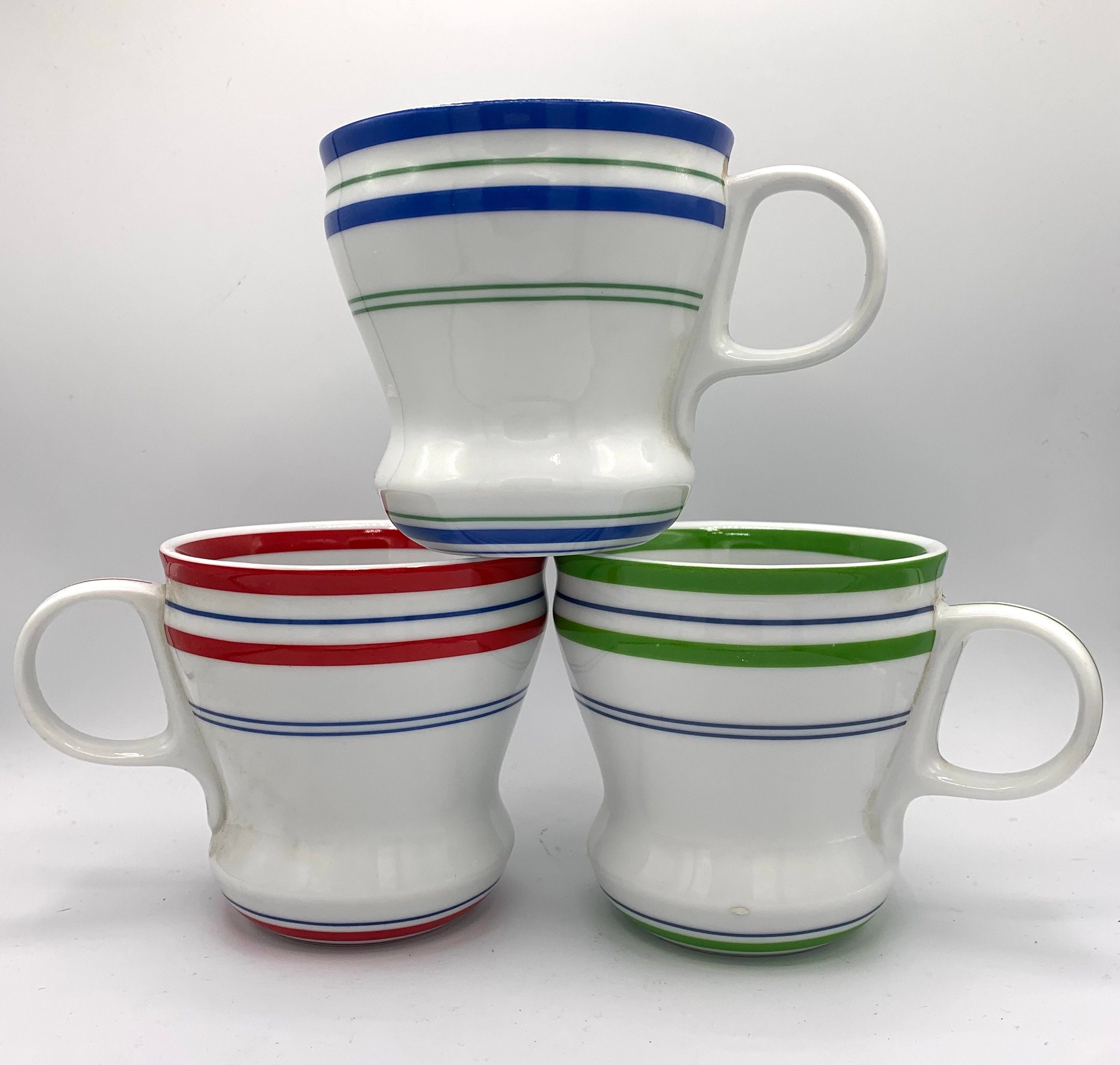 Elegant Striped Retro Coffee Cups With Matching Saucer (4 colors) –  Cupperfield