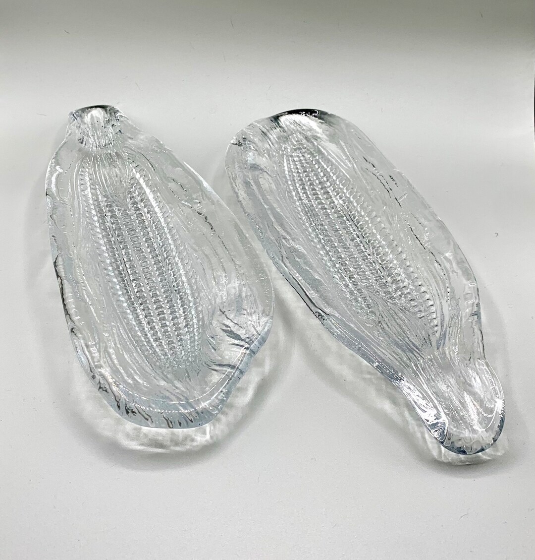Early Kosta Boda Embossed Glass Corn on the Cob Dishes Etsy