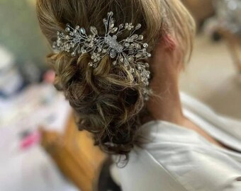 Accessori da sposa vintage in oro rosa argento fatti a mano, copricapo da sposa, pettine per capelli in cristallo lucido, elegante banchetto per le donne