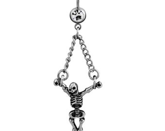 Belly button ring creative stainless steel devil skeleton skull belly button button ladies body piercing jewellery