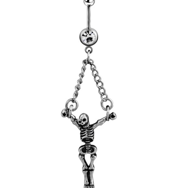 Belly button ring creative stainless steel devil skeleton skull belly button button ladies body piercing jewellery