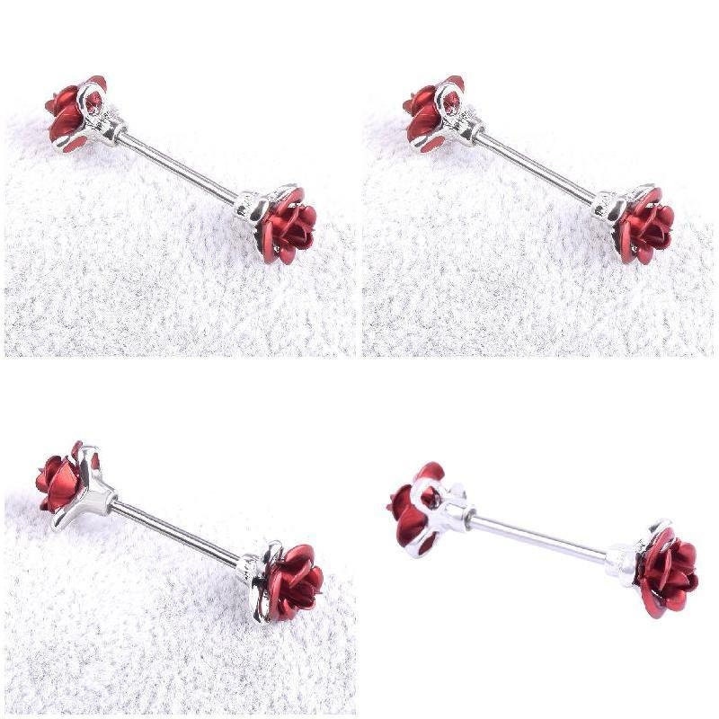 Pair of Red Rose Flower Nipple Ring Shields Sexy Piercing Etsy