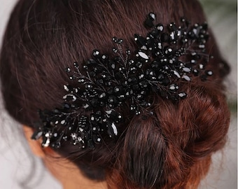 Vintage wedding headdress black headpieces rhinestone hair accessories fashion handmade hair band bridal tiara party for women