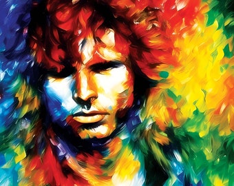 Painting by Jim Morrison - Digital Art for printing generated by AI and Photoshop, Digital Download, Home Decoration.