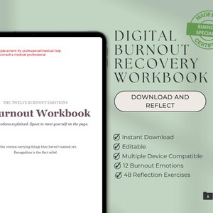 Twelve Burnout Emotions Workbook PDF, Self Reflection Journal, Shame Isolation Worthlessness, Mental Health Workbook, Digital Download