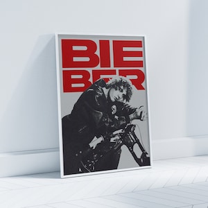 Justin Bieber Poster - Bieber Poster - Pop Music Wall Art - Digital Print - Red - Justice Album Print - Justin Bieber Print - Downloadable