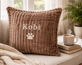 Square Pattern LARGE Personalised Embroidered Pet Pillow Cushion. Puppy / Dog Kitten / Cat