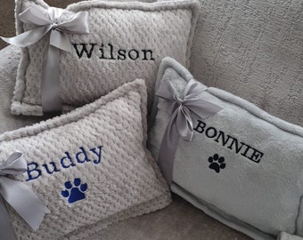 Personalised Embroidered Pet Cushion. Puppy / Dog Kitten / Cat