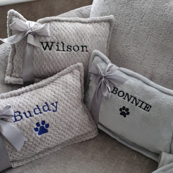 Personalised Embroidered Pet Cushion. Puppy / Dog Kitten / Cat