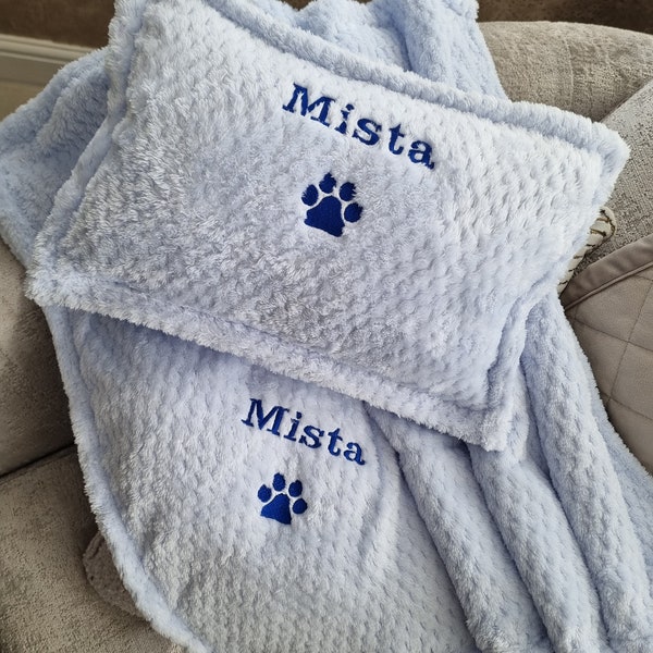 Pet Cushion and Blanket With Personalised Embroidery