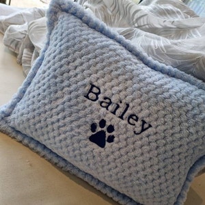 Personalised Embroidered Pet Cushion. Puppy / Dog Kitten / Cat