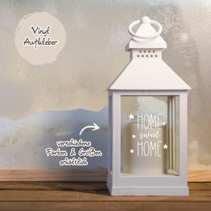 Home sweet Home Aufkleber • Deko Sticker Vinyl • Fensteraufkleber Spruch • Laterne Glas Deko selbstklebend