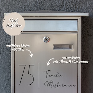 Briefkasten Aufkleber personalisiert • Hausnummer & Name • Tür Aufkleber wetterfest Vinyl Sticker Eingang selbstklebend