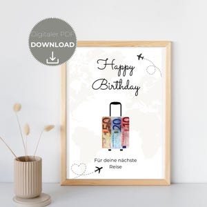 Regalo de viaje en efectivo en formato PDF • Regalo de cumpleaños para imprimir • Vale de vacaciones • Regalo digital de última hora