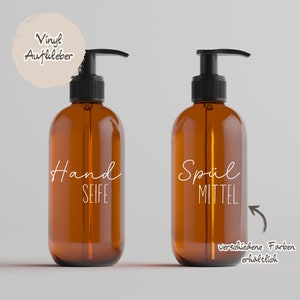 Vinyl stickers for kitchen & bathroom • dish soap hand soap stickers • labels for soap dispenser bottles • modern and waterproof