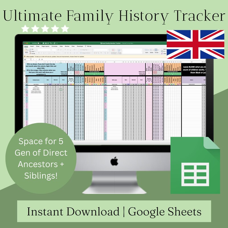 Family Data Sheet - Etsy