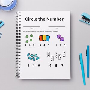 Circle the Number Worksheet- Homeschool / Educational - Meeples, Cards, Dice, Puzzle Pieces, Dominos