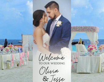 Personalized Wedding Welcome Banner, Retractable Standing Sign