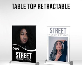 Custom Tabletop Retractable Banner – Business Logo, QR Code Sign (11.5" x 17.5")