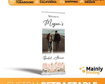 Personalized Bridal Shower Retractable Banner, Party Photo Display