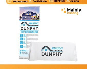 Retractable Banner and Table Cover Business Kit, Trade Show Pop Up Stand