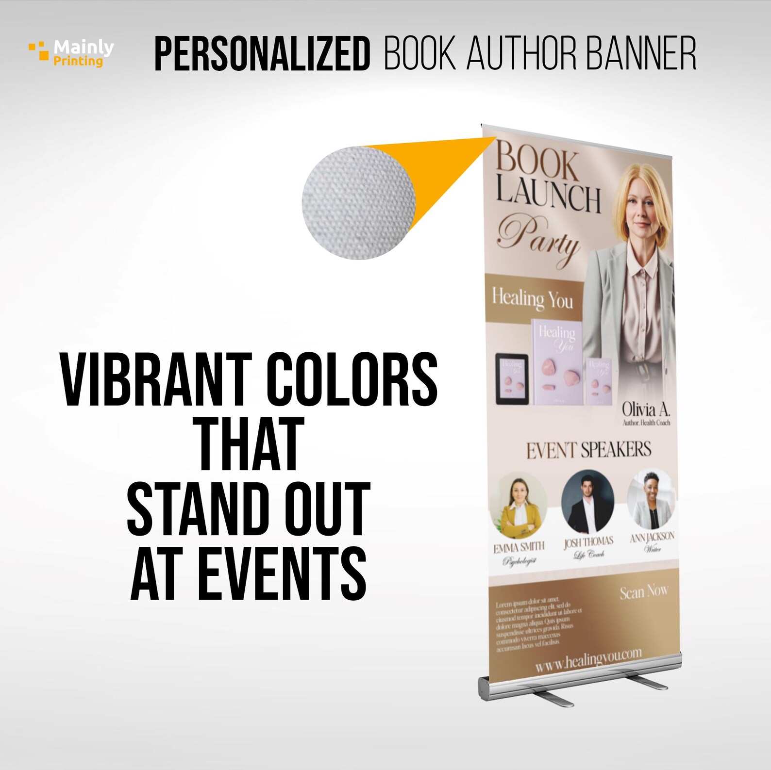 Author Booth Display Banner, Custom Book Signing Retractable Banner ...