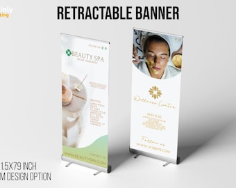 Spa Retractable Banner, Roll Up Stand, Business Sign, with Free Bag