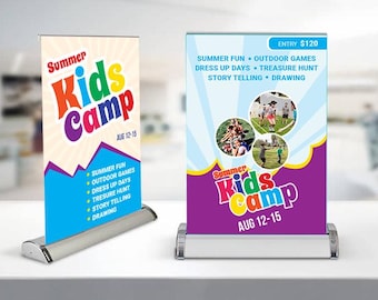Custom Tabletop Retractable Banner – Business Event Sign, QR Code