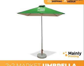 Custom Square Market Umbrella, Business Logo Branding, 9.8ft