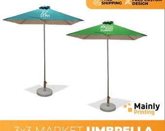 Custom Printed Square Market Umbrella, 6.5 ft, Business Branding