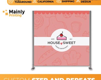 Custom Step and Repeat Backdrop, Logo Banner (Stand Included)