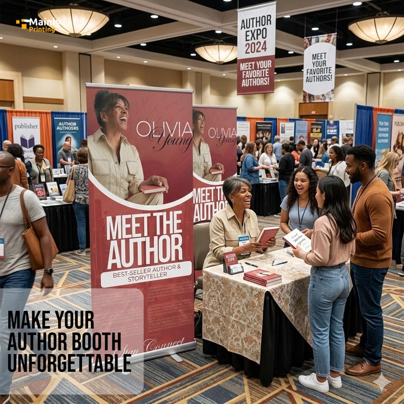 Author Booth Display Banner, Custom Book Signing Retractable Banner ...