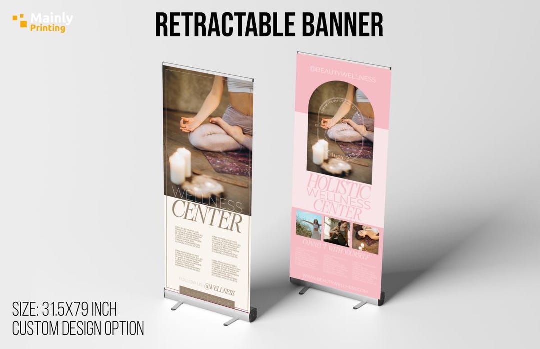 Wellness Retractable Banner, Holistic Health Brand Display, 33x81 ...