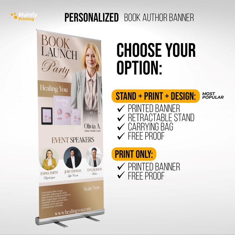 Author Booth Display Banner, Custom Book Signing Retractable Banner ...