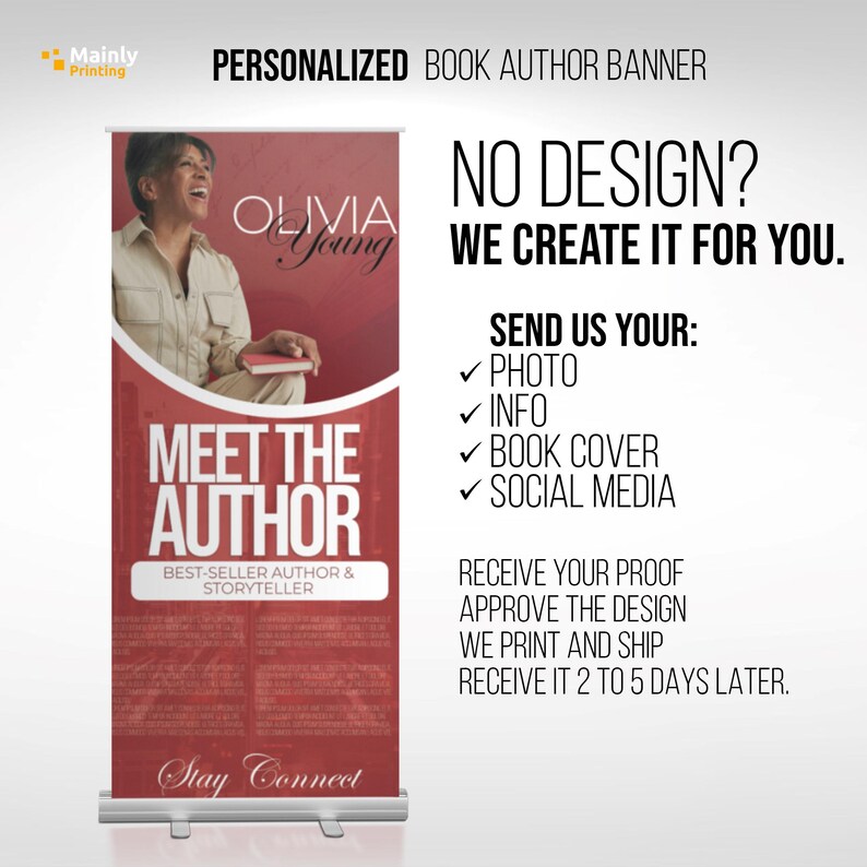 Author Booth Display Banner, Custom Book Signing Retractable Banner ...