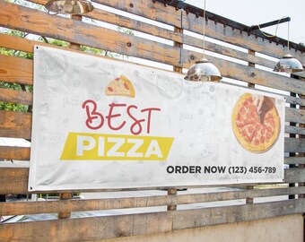 Customizable Pizza Vinyl Banner, Food Promotion, Business Tent