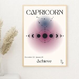 Steenbok Zodiac Aura Poster, Zodiac Print, Star Sign Decor, Esthetisch, Spiritueel, Star Sign, Astrologie, Instant Download, Gradient, Gift.