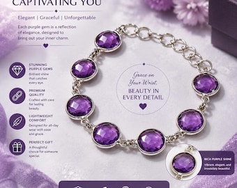 Amethyst Armband, handgemachtes Edelstein Armband, lila Kristall Schmuck, Februar Birthstone Geschenk für sie, Damen Armband