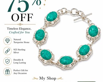 Natural Turquoise Bracelet, Handmade Gemstone Beaded Bracelet for Women, Blue Crystal Jewelry, December Birthstone Gift, Stretch Bracelet