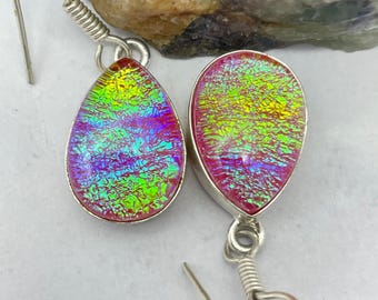 AAA+ Opal Overlay Earrings Handmade Earrings Artisan Jewelry Gift for Her Unique Gemstone Earrings Special Occasion Jewelry Unique Earrings