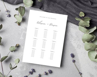 Minimalist Wedding Seating Chart Template, Instant Digital Download SVG PNG JPG 100% Editable