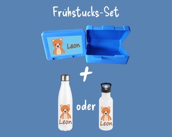 Personalisierte Brotzeitbox mit Trinkflasche mit Namen und Motiv Einschulung_0001G