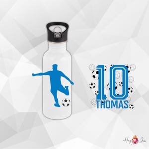 Personalized drinking bottle with name football water bottle thermos bottle birthday gift idea_0010E