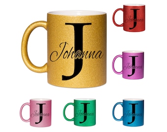 Personalisierte Tasse mit Namen Kaffeetasse Glitzertasse Geschenkidee Geburtstag Weihnachtstasse_0049T