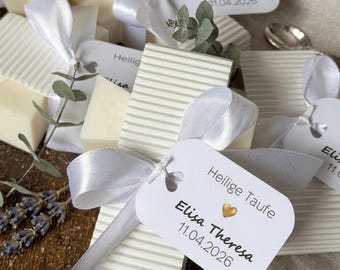 Dankeschön für Gäste zur Taufe & Kommunion – Handgemachte Sojawachskerze als Gastgeschenk in Kreuzform