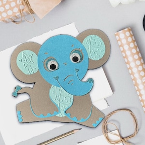 Carte électronique manuscrite "Éléphant" pour enfants | Scrapbooking | Inscription individuelle | Notes d'utilisation