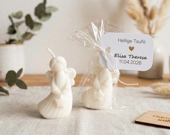 Gastgeschenk Engel Kerze – Taufe & Kommunion Dankeschön – Handgemachte Sojawachskerze