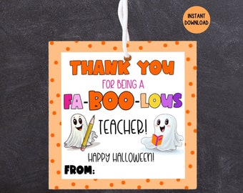 Halloween Gift Tags for Teachers, Printable Halloween Tags, Teacher Appreciation Goodie Bag, Halloween Treat Tag,  Halloween Gift Tags