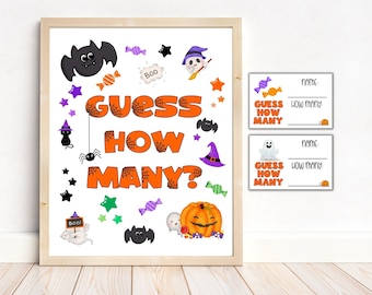 Halloween Guess How Many Game, Printable Halloween Baby Shower Game, Halloween Party Game, Halloween Office Game