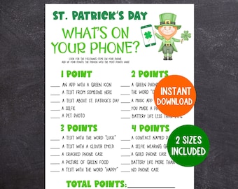 St. Patrick's Day Game, Printable St. Patrick's Day What's On Your Phone, St. Patrick's Day Game for Kids and Seniors and Classrooms